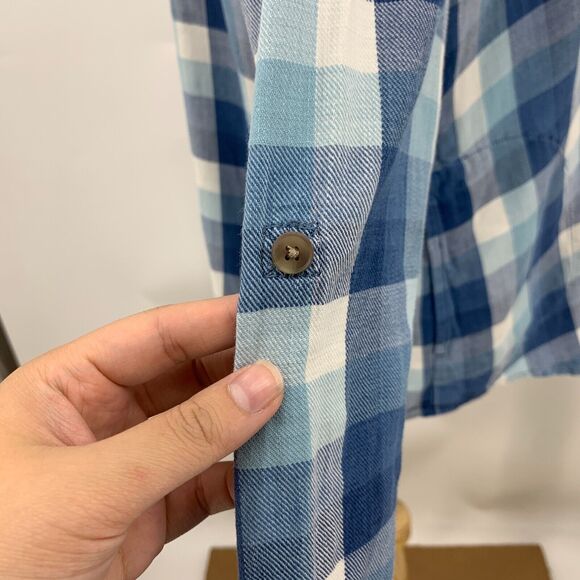 J Jill Shirt Women XSP Extra Small Petite Blue Plaid Button Up Pocket *READ - Picture 5 of 13